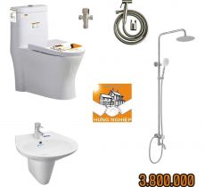 Combo cầu 1 khối + lavabo + cây sen tắm lạnh
