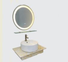 Lavabo đặt bàn mặt đá gương có đen MS11