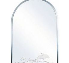 Gương trang trí chữ nhật mài cạnh cung tròn hoa văn cá heo DQ4569